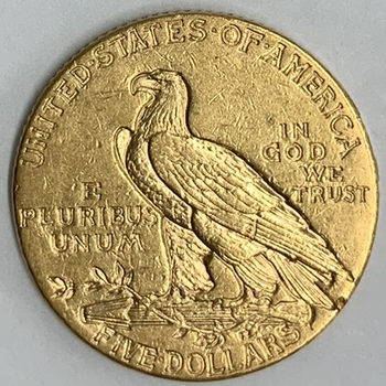 ●一点モノ● アメリカ 1909年インディアン頭像  5ドル金貨  美品