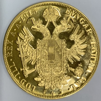 ●一点モノ● オーストリア 1915年KM2276 フランツ・ヨセフ 4ダカット再鋳金貨  プル－フライク