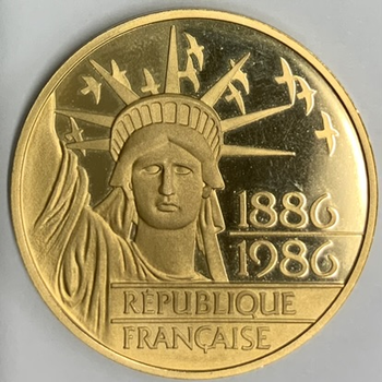 ●一点モノ● フランス 1986年KM960b 自由の女神100周年 100フラン金貨  プルーフ