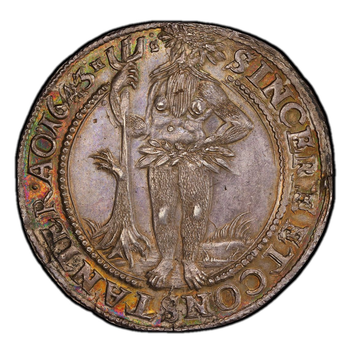 ●一点モノ● ﾌﾞﾗｳﾝｼｭｳﾞｧｲｸ=ﾘｭｰﾈﾌﾞﾙｸ=ｶﾚﾝﾍﾞﾙｸ 1643年HS KM47.3 クリスチャン・ルードリッヒ 1ターレル銀貨 未使用 PCGS：MS63　