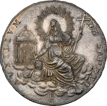 ●一点モノ● バチカン教皇領 1829年RKM1303 雲上の女神図 1スクード銀貨 未使用 NGC：MS64