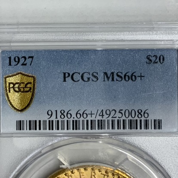 ●一点モノ● アメリカ 1927年KM131 女神立像 20ドル金貨 完全未使用 【PCGS:MS66+】