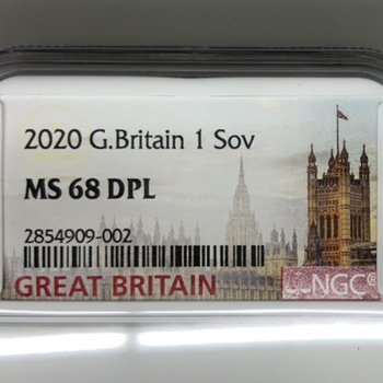 ●一点モノ● 英国 2020年KM1331 エリザベス 1ソブリン金貨 未使用 【NGC:MS68DPL】