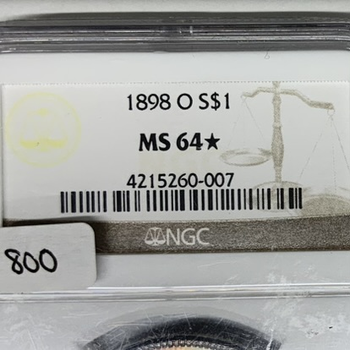 ●一点モノ● アメリカ 1898年OKM110 モルガンダラー 1ドル銀貨 未使用 【NGC：MS64★　トーン好】