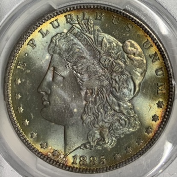 ●一点モノ● アメリカ 1885年KM110 モルガンダラー 1ドル銀貨 完全未使用 【PCGS：MS66　トーン好】