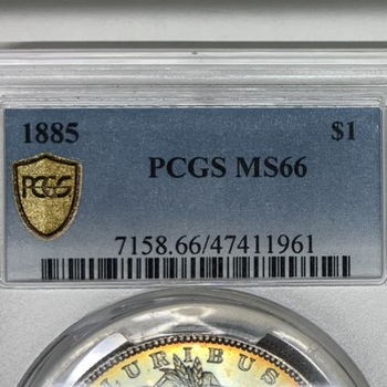 ●一点モノ● アメリカ 1885年KM110 モルガンダラー 1ドル銀貨 完全未使用 【PCGS：MS66　トーン好】