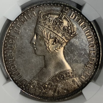 ●一点モノ● 英国 1847年　KM744 ヴィクトリア女王　ゴシックタイプ 1クラウン銀貨 プルーフ 【NGC：PF62】