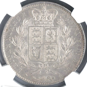 ●一点モノ● 英国 1845年 KM741 ヴィクトリア女王像 ヤングヘッド 1クラウン銀貨 極美 【NGC：AU55】