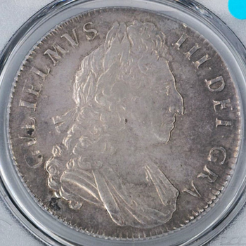 ●一点モノ● 英国 1700年 KM494.3 ウィリアム3世像 1クラウン銀貨 極美＋ 【PCGS：AU58】