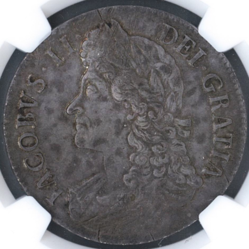 ○一点モノ○ 英国 1687年 KM463 ジェームズ2世像 1クラウン銀貨 ○一点モノ○ 英国 1687年 KM463 ジェームズ2世像 1クラウン銀貨