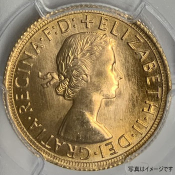 ●一点モノ● 英国 1966年 KM908/Y137  エリザベス2世像 1ソブリン金貨 未使用 【PCGS:MS65】