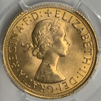 ●一点モノ● 英国 1967年 KM908/Y137  エリザベス2世像 1ソブリン金貨 未使用 【PCGS:MS65】