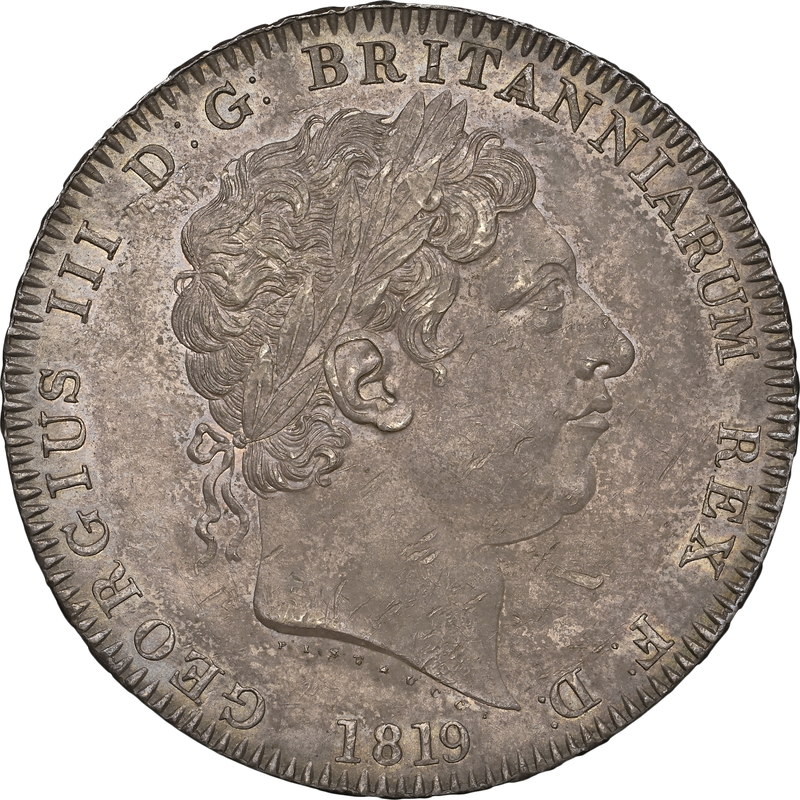 希少』イギリスハーフクラウン銀貨ジョージ3世1819年古銭銀貨