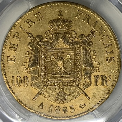 ○一点モノ○ フランス 1865年A KM802.1 ナポレオン3世 月桂冠像 100