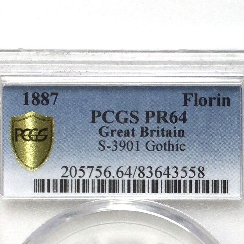 ○一点モノ○ 英国 1887年 KM746.4 ゴシックフローリン PCGS PR64 銀貨