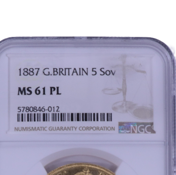 ○一点モノ○ 英国 1887年 KM769/Y31 5ポンド金貨 ヴィクトリア女王