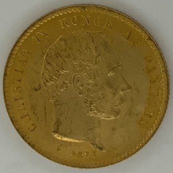 ●一点モノ● デンマーク 1873年 通常貨クリスチャン九世像 20クローナー金貨 未使用- MS