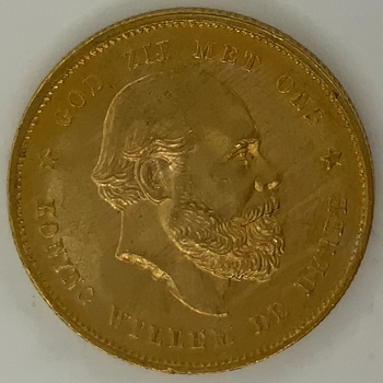 ●一点モノ● オランダ 1877年 ウイレム三世/F342/年号冠下 10グルデン金貨 未使用 MS