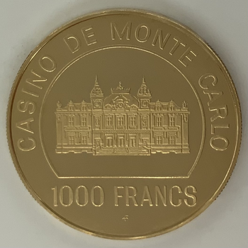 ●一点モノ● モナコ  モンテカルロカジノ 1000フラン金メダル プルーフ状