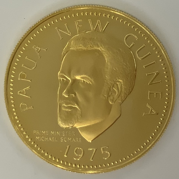 ●一点モノ● パプアニューギニア 1975年 独立記念M・ソマレ像/Y9/F1 100キナ金貨 Proof