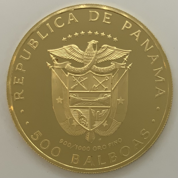 ●一点モノ● パナマ 1975年 バルボア生誕500年/F-2 500バルボア金貨 Proof